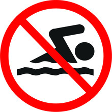 No Swim River Warning Sign