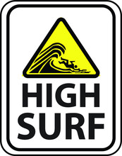 High Surf Beach Sign Vector