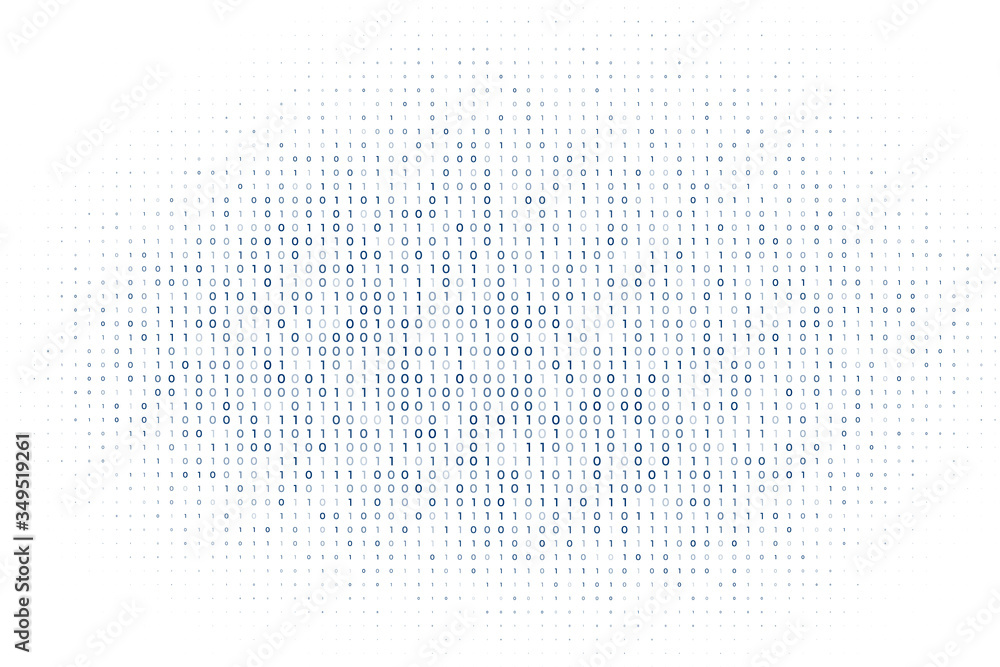 white digital matrix of binary code numbers background - obrazy, fototapety, plakaty 