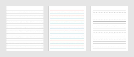 three  line english paper sheet of notebook