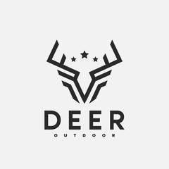 Wall Mural - deer horn and mono line logo, icon and illustration