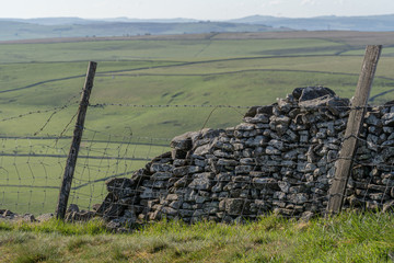 Old stone walling high in the English Peak District