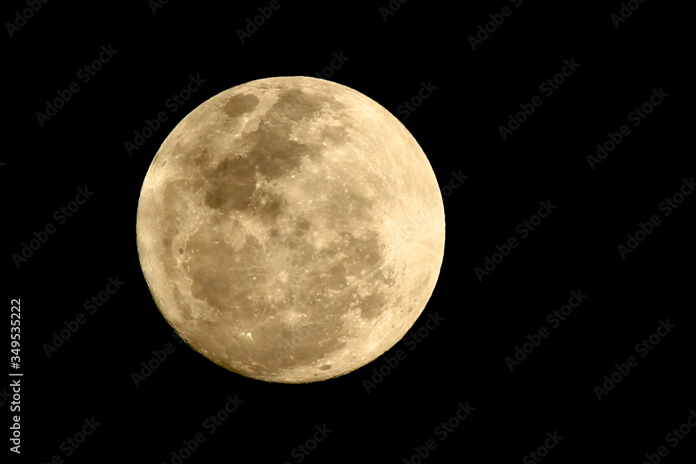 Full Moon Against Clear Sky At Night - obrazy, fototapety, plakaty 