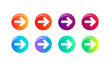 © Coosh448 - Bright gradient arrow buttons icon set on isolated white background. EPS 10 vector.