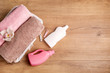 © LumenSt - Bath towels on wooden surface