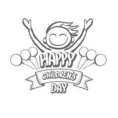 1 june international childrens day icon or label isolated on white background. happy Children day greeting card. kids day poster. Children day banner