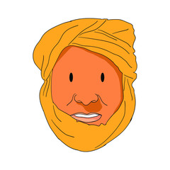 flat vector illustration man using orange turban