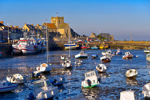 Port At Low Tide At The End Of The Sunny Day And Church Of Saint-Nicolas Of Barfleur, A Commune In The Peninsula Of Cotentin In The Manche Department
In Lower Normandy In North-western France