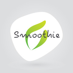 Wall Mural - Smoothie icon. White, gray, green vector sign. Illustration symbol for food, drink, product sticker, package, label, healthy eating, design element