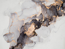 Luxury Abstract Fluid Art Painting Background Alcohol Ink Technique Black And Gold