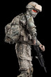 © maximapryatin - Male in US Army uniform soldier (Flag of the USA on the shoulder). Shot in studio. Isolated with clipping path on  black background