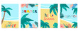 Collection of summer background set with palm,coconut tree,sea,beach.Editable vector illustration for invitation,postcard and website banner.Hello summer