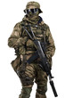 © maximapryatin - Special forces soldier with rifle. Shot in studio. Isolated with clipping path on white background.