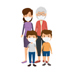 Wall Mural - cute family members using face mask vector illustration design