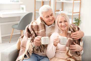 Canvas Print - Happy elderly couple resting at home