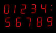 Red Digital Clock Numbers On Black Background