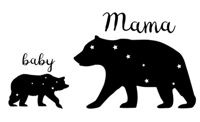 Poster - Vector Mama Bear and Baby Bear