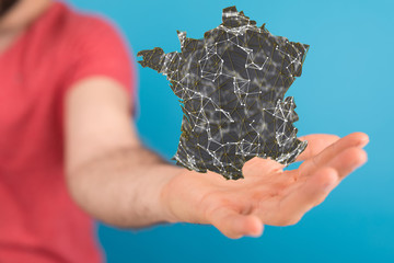 Wall Mural - 3d Digital France map country modern.