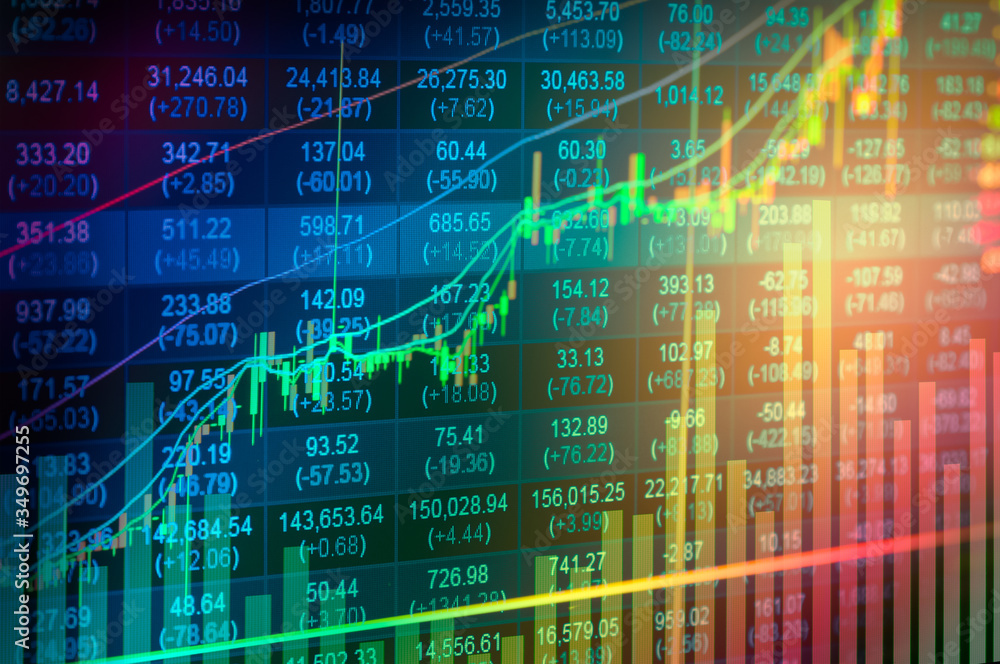 Close-up Of Stock Market Data On Screen - obrazy, fototapety, plakaty 