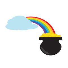 Leprechaun pot of gold illustration image - the end of the rainbow