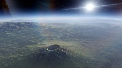 Wall Mural - super-earth planet, realistic exoplanet, planet suitable for colonization, earth-like planet in far 
