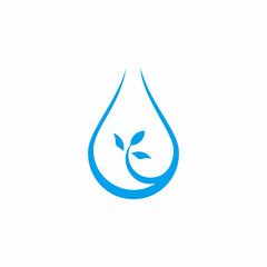 Wall Mural - fresh leaf water drop simple geometric design natural symbol logo vector