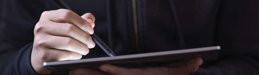 people using computer working for background.