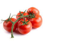 Ripe Tomatoes On The Vine, White Insulated Background