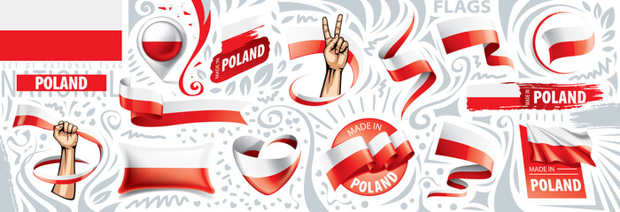 Sticker - Vector set of the national flag of Poland in various creative designs