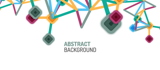 Abstract square dot connections, flat style multicolored geometric background for Wallpaper, Banner, Background, Card, Book Illustration, landing page or poster design