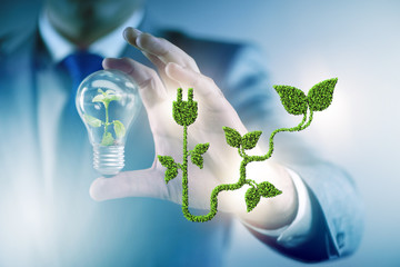 green energy concept with businessman