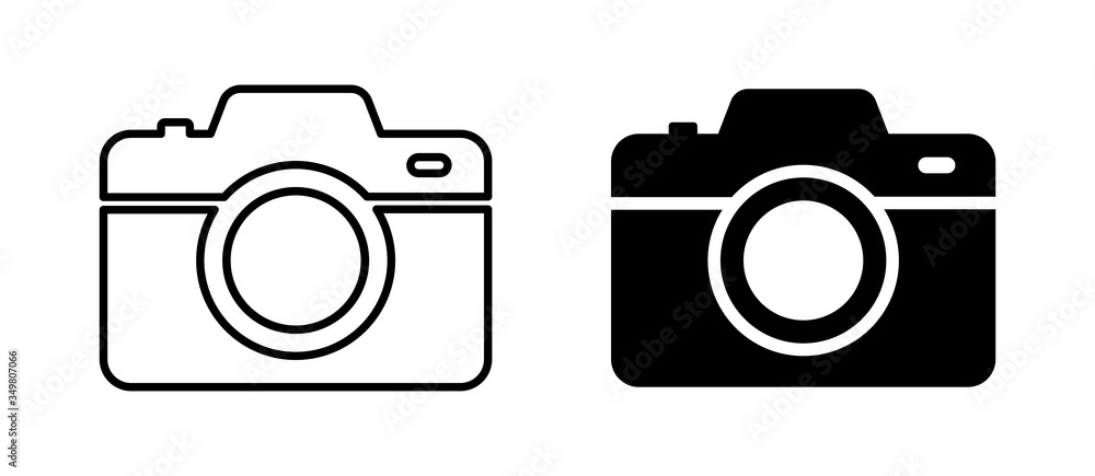 Camera photo. Vector isolated icon. Digital snapshot image black vector icons. Thin line vector. - obrazy, fototapety, plakaty 