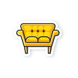 icon color sticker, trapezium-shaped armchair with armrests, highly legs