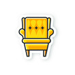 icon color sticker, high back armchair with armrests, highly legs