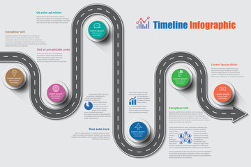 Wall Mural - Business roadmap timeline infographic template with pointers designed for abstract background milestone modern diagram process technology digital marketing data presentation chart Vector illustration