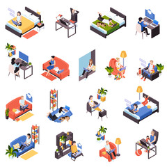 Sticker - Remote Work Isometric Set 