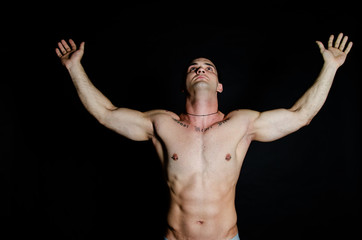 young attractive man. sport and healthy lifestyle. strong arms.