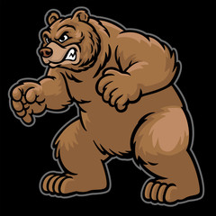 Wall Mural - angry cartoon grizzly bear