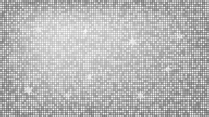 Wall Mural - Abstract background silver mosaic. Background foil metallic texture. Festive vector illustration. Mirror mosaic vector illustration. Banner element. Party backdrop. Christmas banner. Disco decoration.