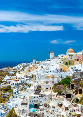 Wall Mural - View of Oia the most beautiful village of Santorini island in Greece.