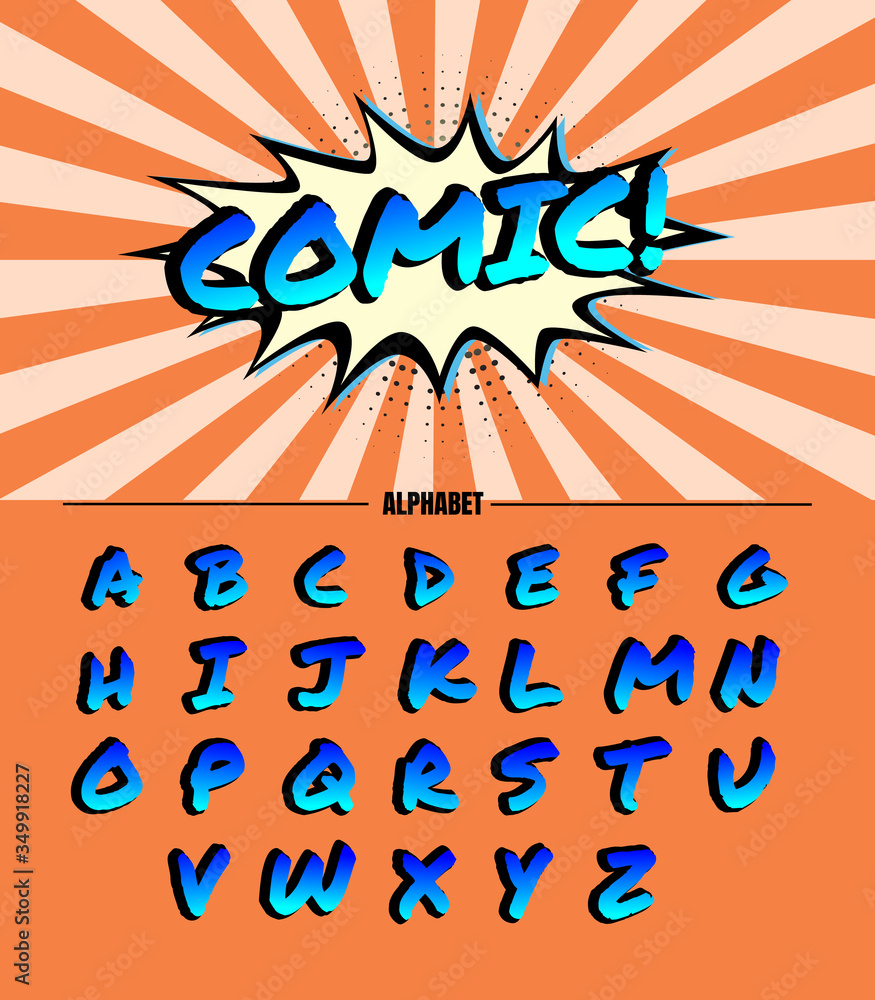 Set Alphabet Vector. Font in Comic Style. for web, banners, posters ...