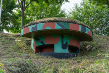 Old Military Shelters In Korean War Along The Hill Nearby Han River In Seoul, South Korea