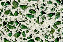 Macro Closeup Background Of Green Glass And Cement Abstract