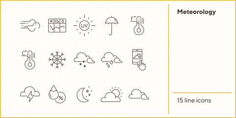 Sticker - Meteorology icon set. Cloud, forecast, snow. Climate concept. Can be used for topics like temperature, weather, precipitation