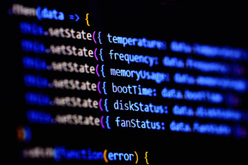 Wall Mural - modern javascript, typescript, ecma script code with react framework. async with fetch. software pro