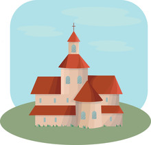Church, Monastery, Abbey, Templom - Vector Stock Illustration For Design Industry Isolated On White Background. EPS10