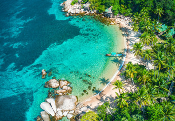 Wall Mural - aerial view tropical beach sai nuan, koh tao, thailand