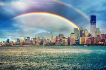 Fototapete - Rainbow over Manhattan, New York