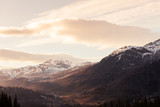Fototapeta Niebo - sunset in the mountains, golden hours in the mountains,