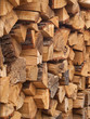 closeup of stacked firewood woodshed